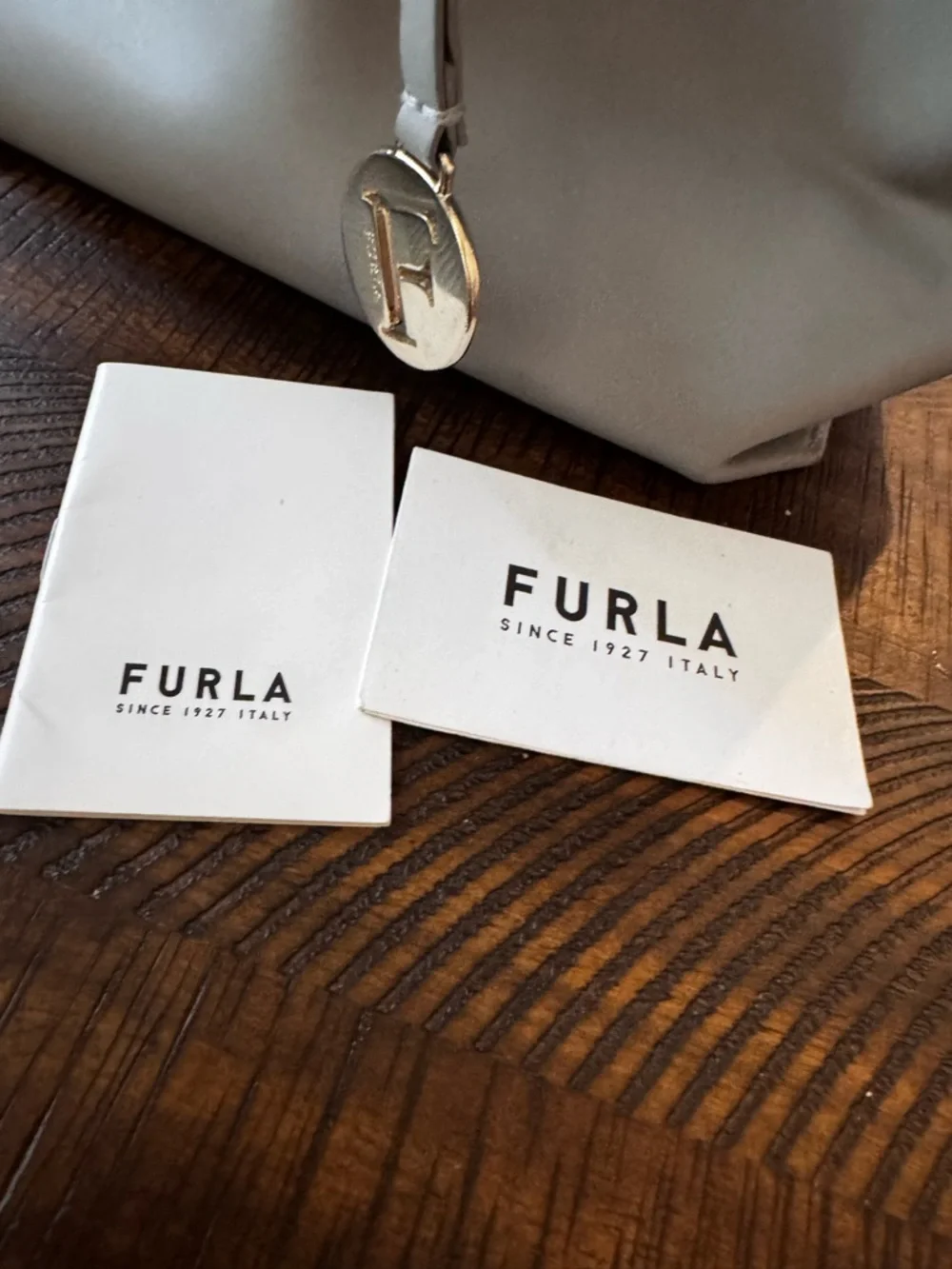 Furla gray Italian leather tote bag gold hardware - Picture 14 of 17